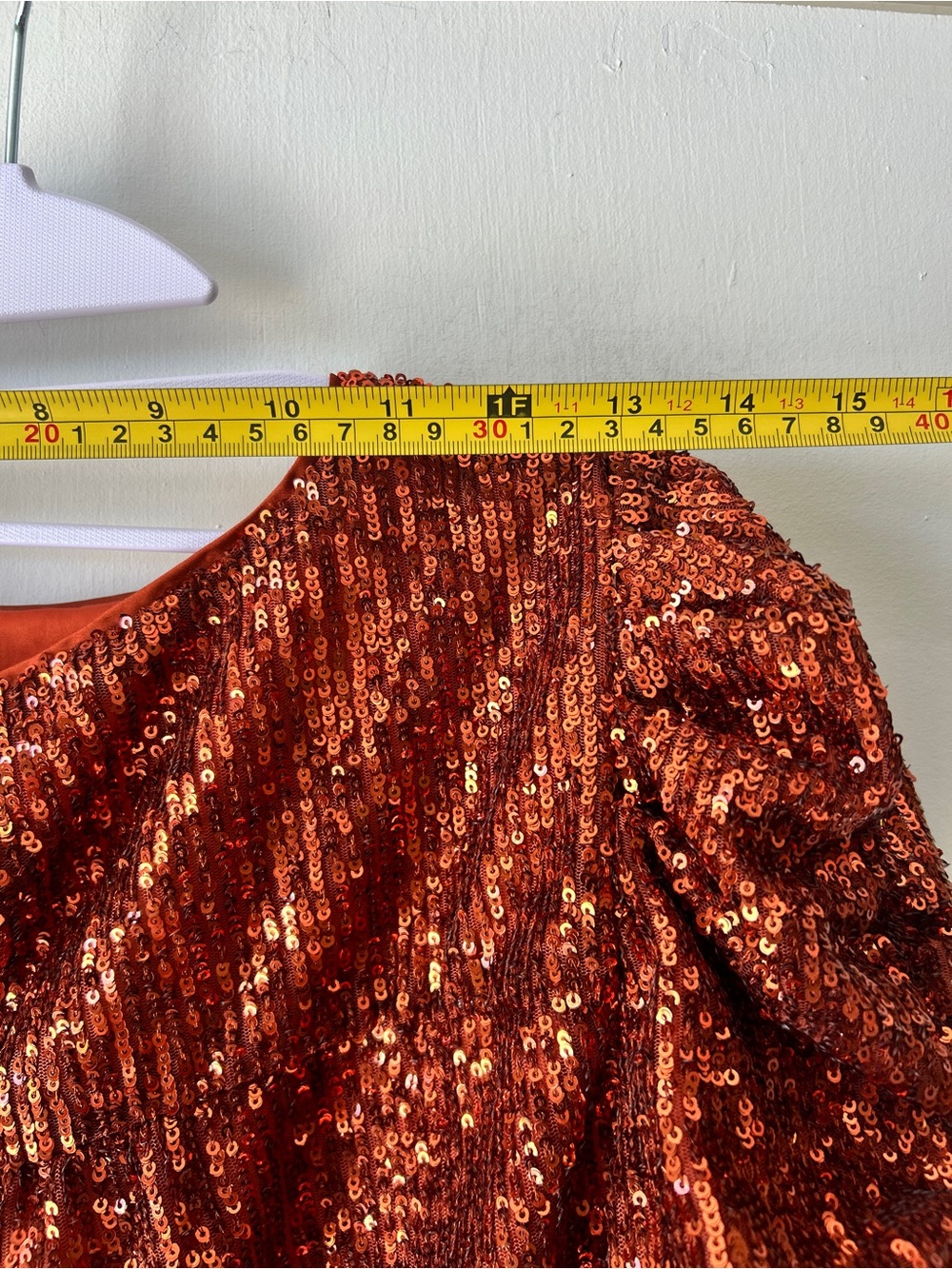 Anthropologie Copper Sequin Short-Sleeve Blouse - Picture 6 of 10